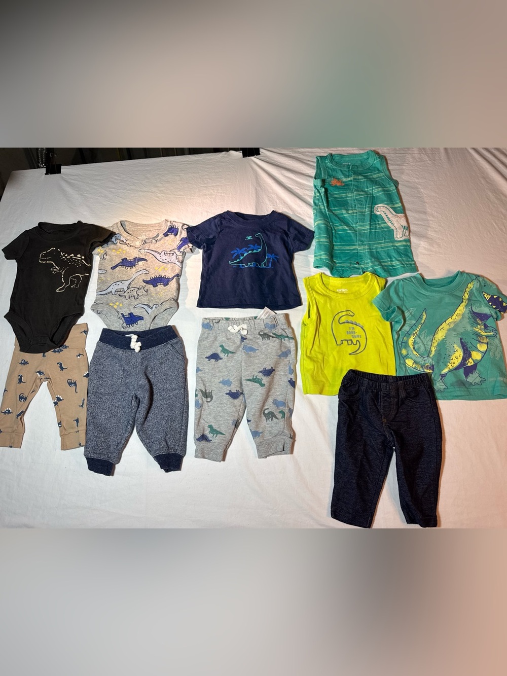 Carter's Mixed Dinosaur Pajama & Play Set - Green, Navy, Gray, Yellow, Teal